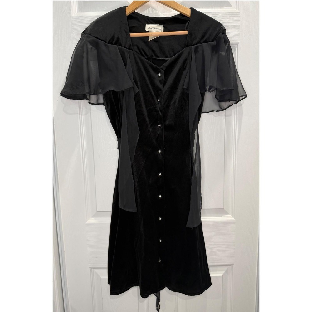 Jodi Michaels Vintage Black Velvet Dress Sz 13 Victorian Romantic Goth USA Made